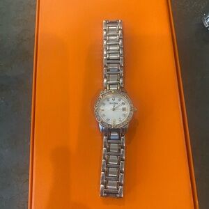 Bulova Gold and Silver Tone Women's Watch with White Dial and Chrystals